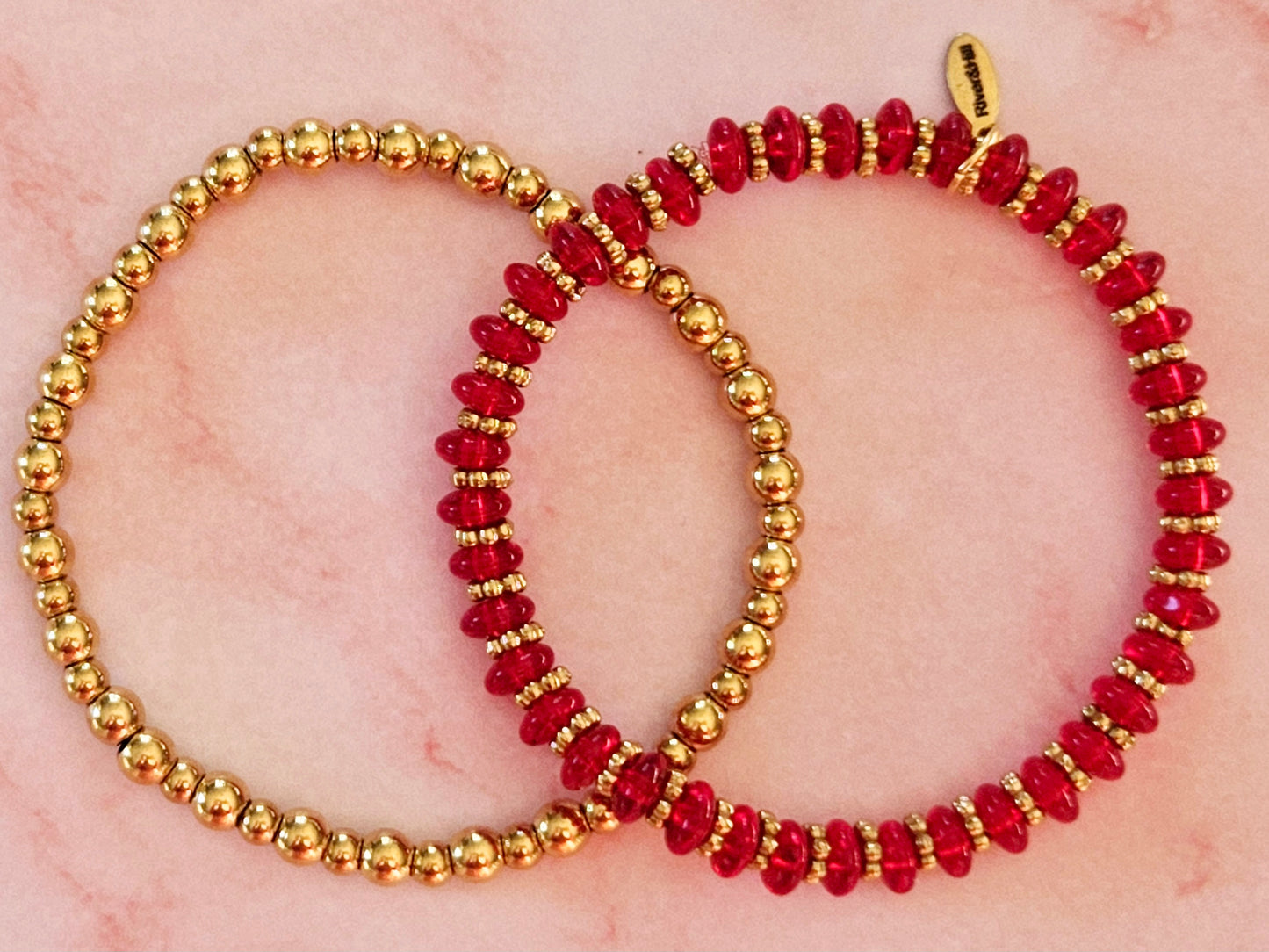 Stacking Bracelets Red Glass Stack