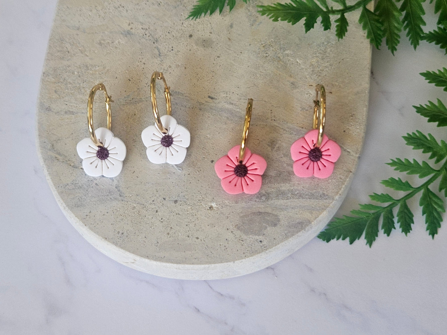 Manuka Flower Hoops White