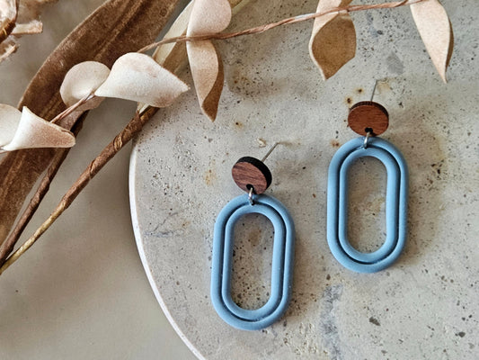 Essentials Hydrangea Blue Wooden Earrings