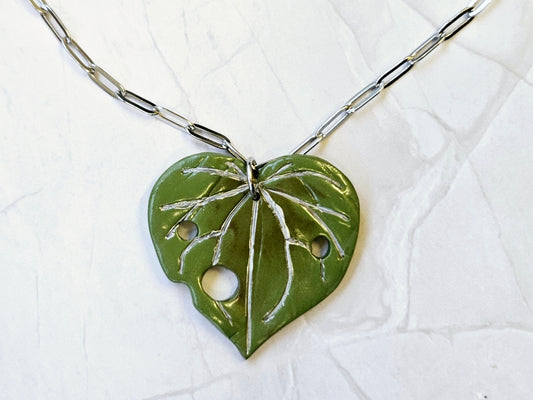 Charm Large Silver Kawakawa Necklace
