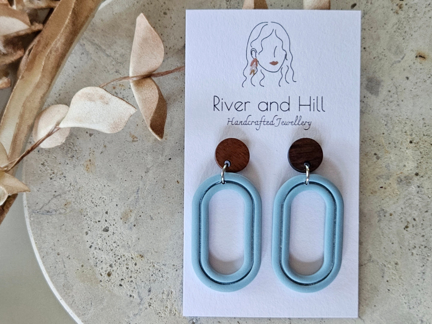 Essentials Hydrangea Blue Wooden Earrings