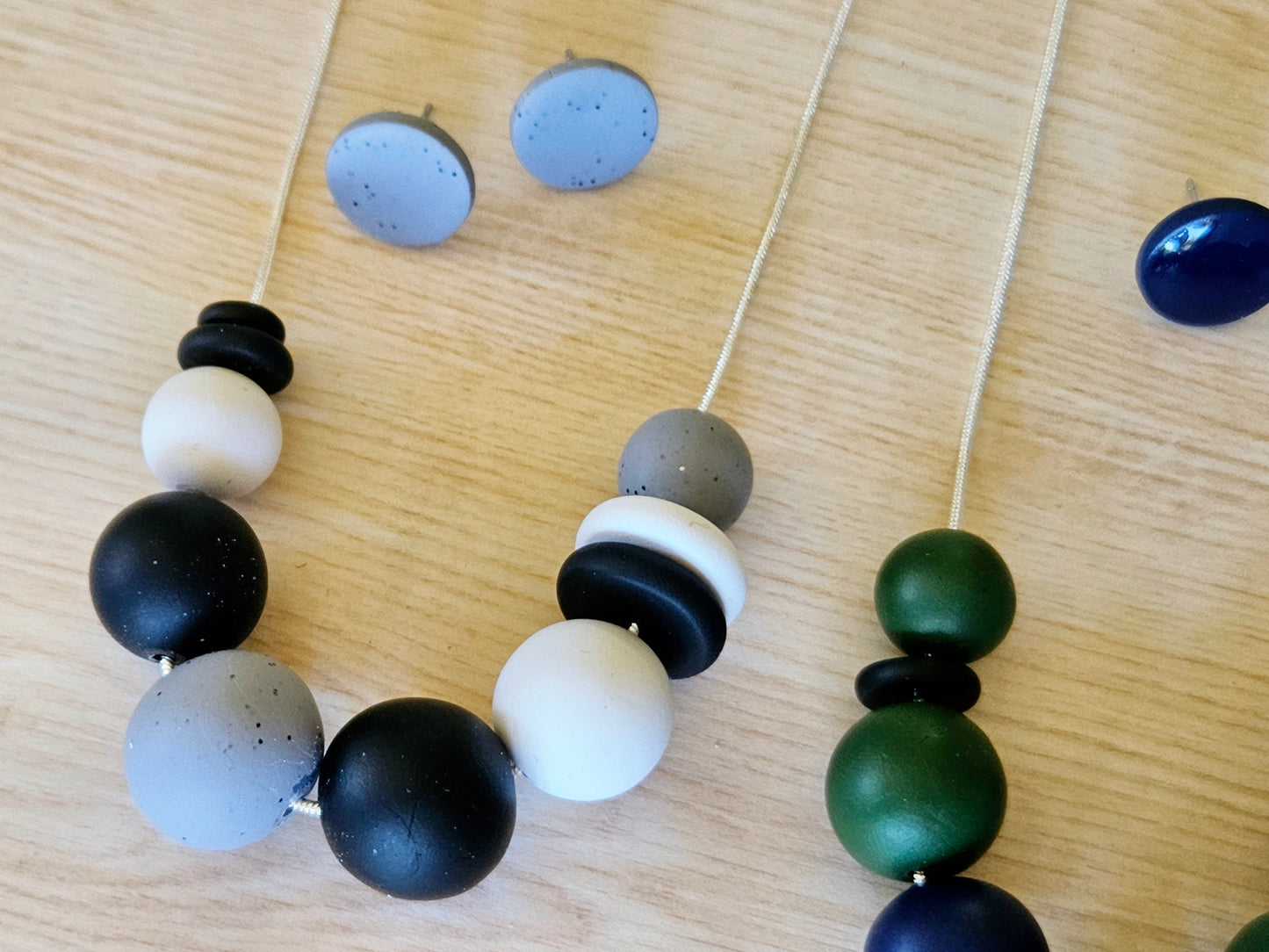 Contemporary Long Statement Sterling Silver Necklace Black