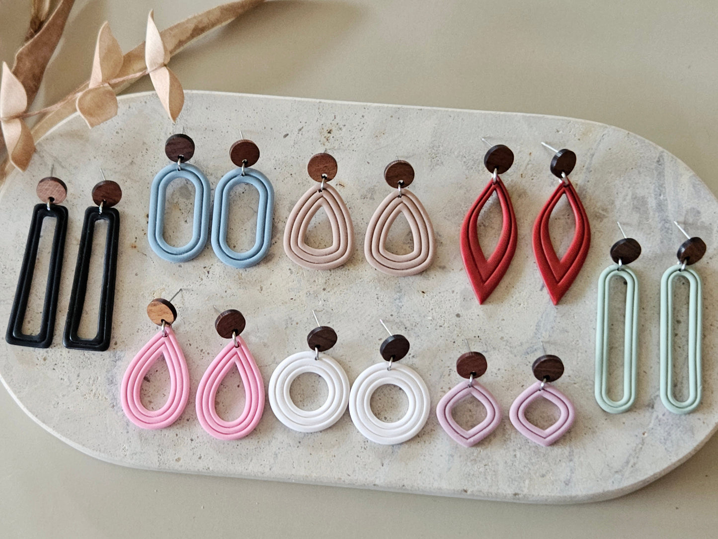 Essentials Sage Wooden Earrings