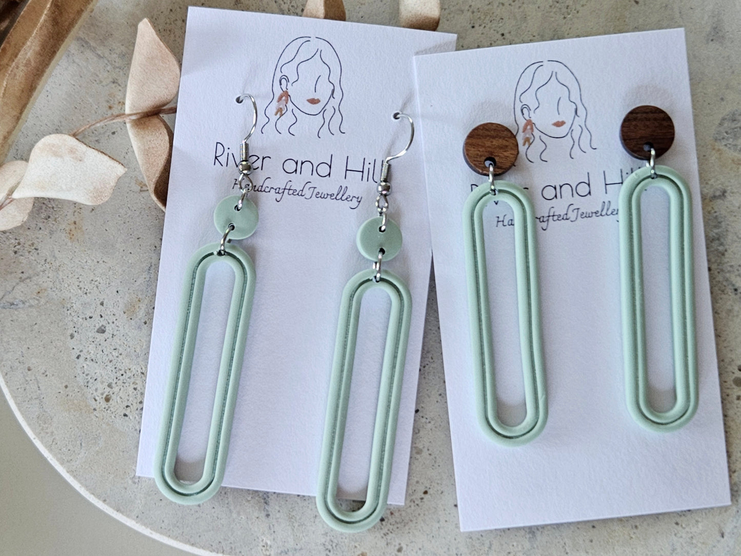 Essentials Sage Wooden Earrings