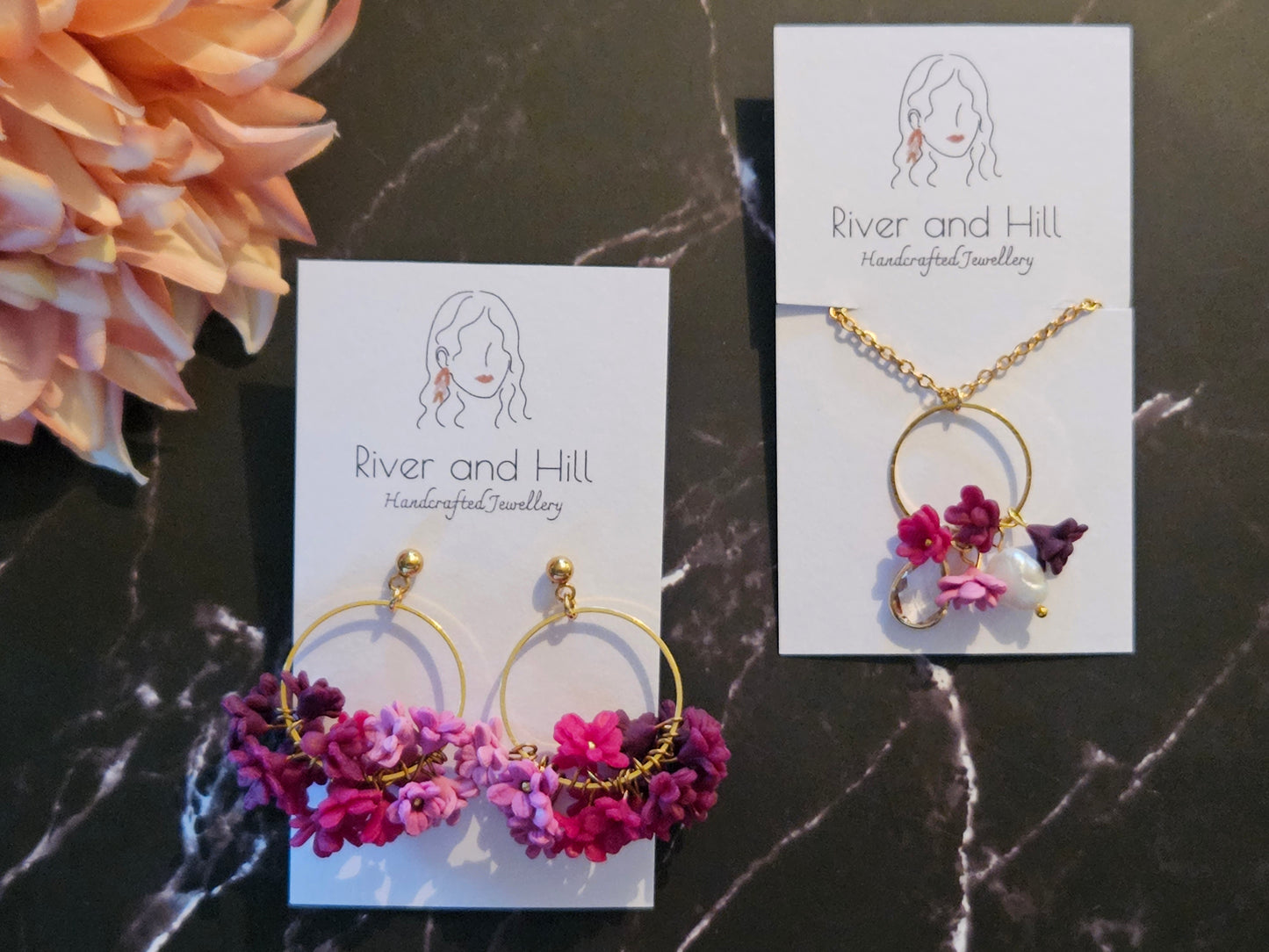 Pink Ombre Cluster Earrings