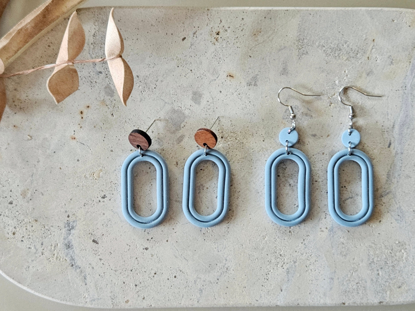 Essentials Hydrangea Blue Wooden Earrings