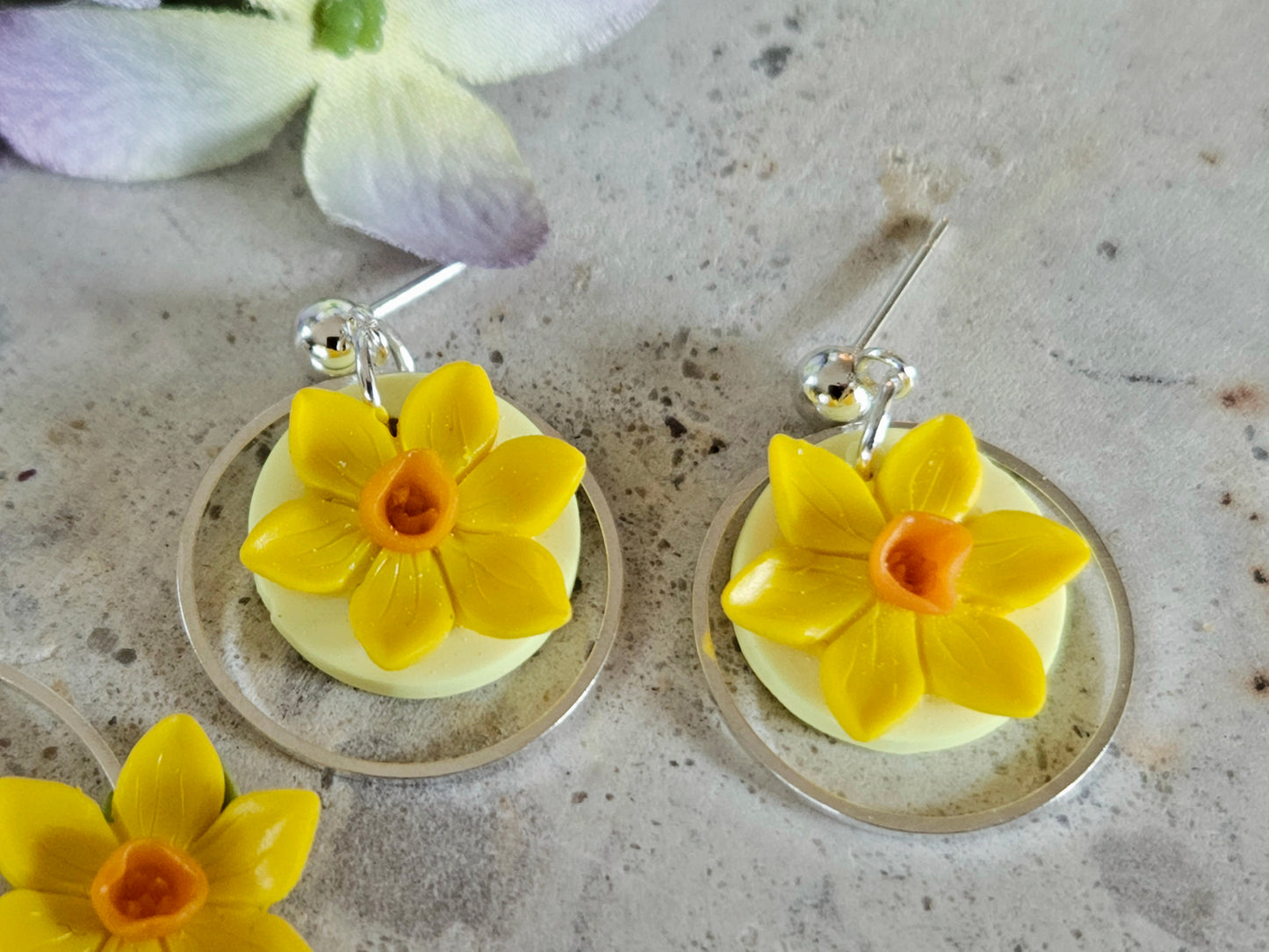 Daffodil Silver Dainty Earrings