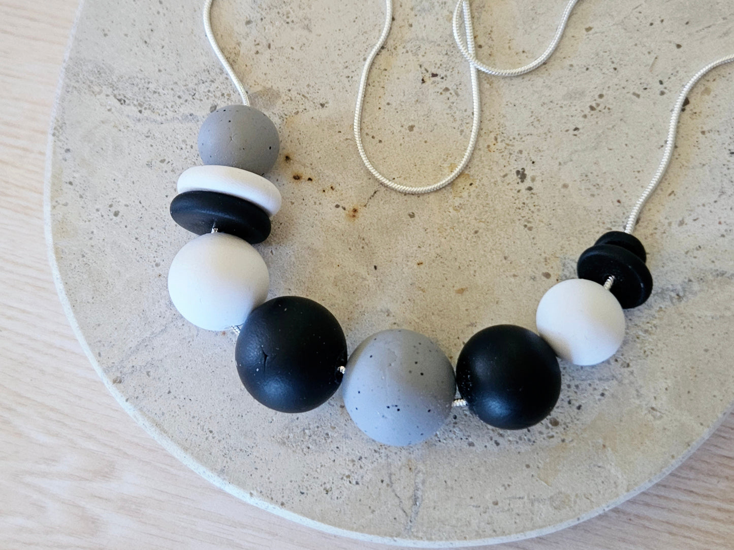 Contemporary Long Statement Sterling Silver Necklace Black