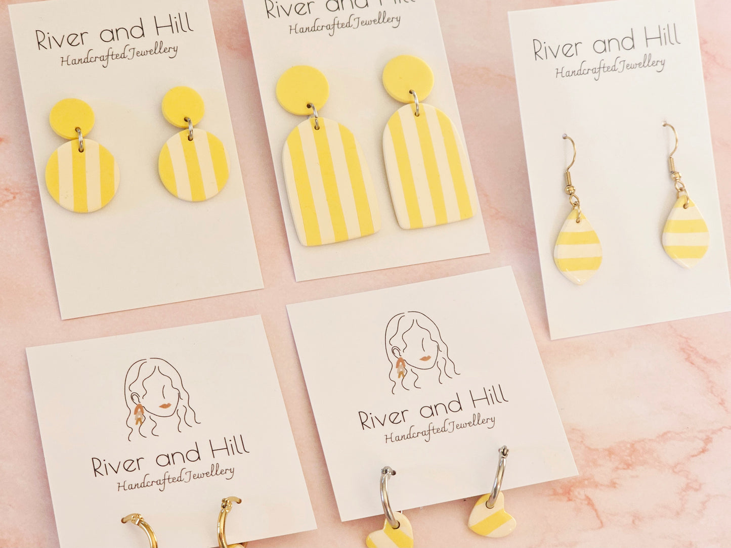 Striped Dainty Earrings Yellow