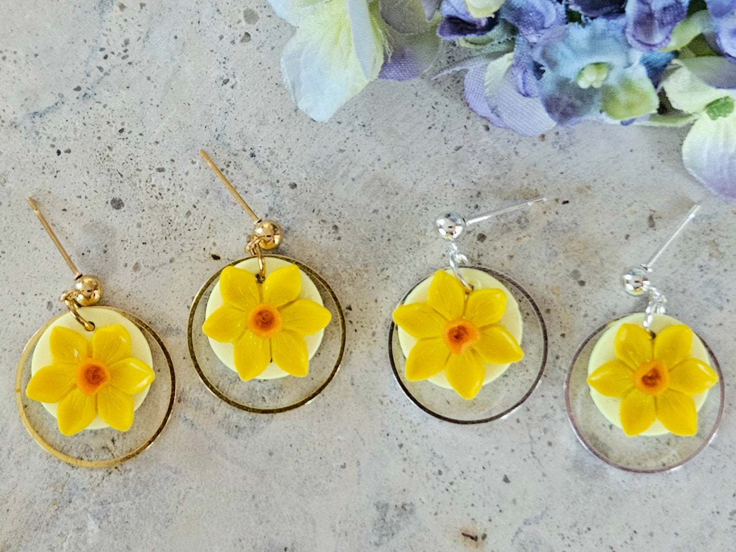 Daffodil Silver Dainty Earrings