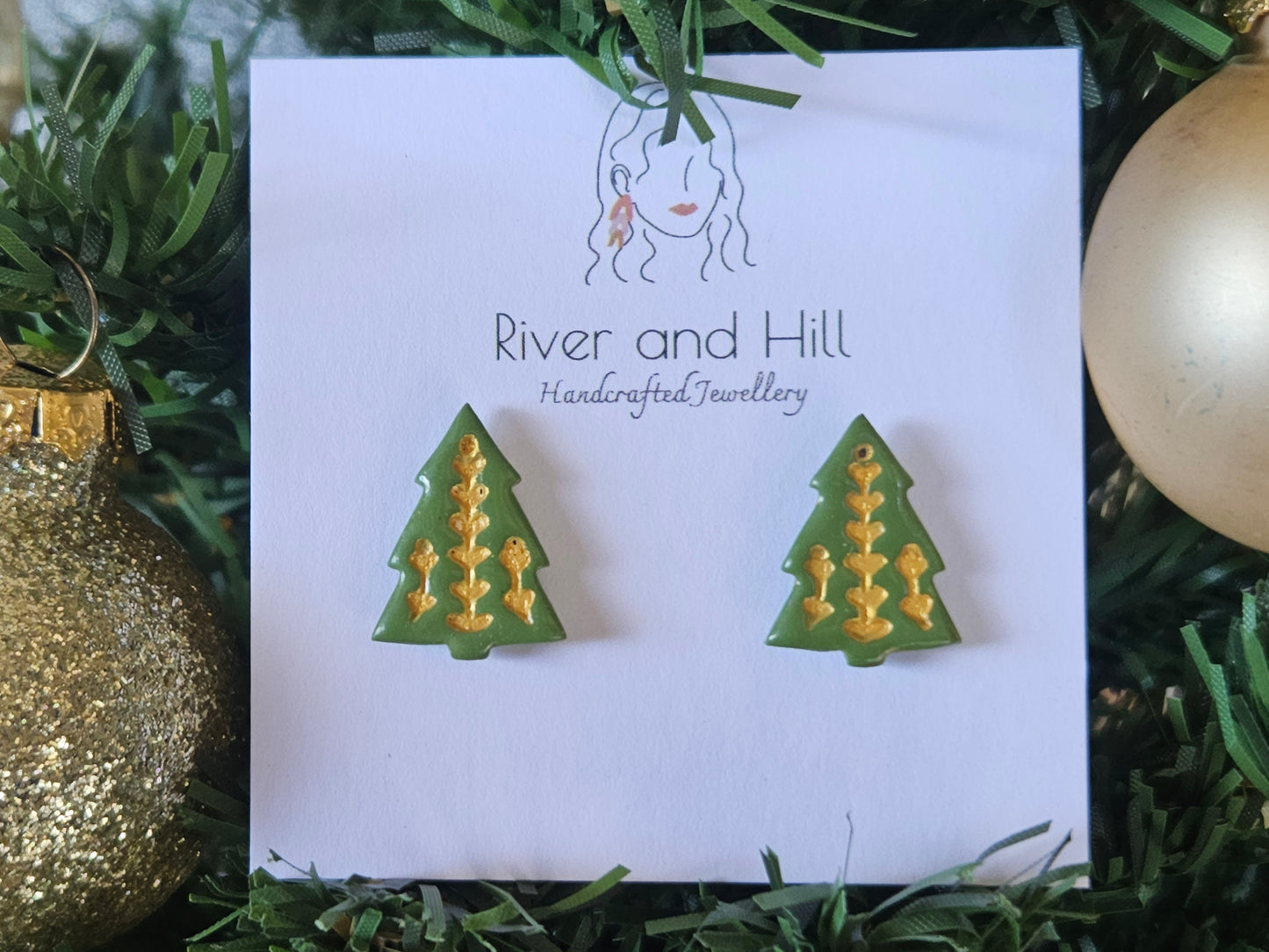 Christmas Folk Tree Studs