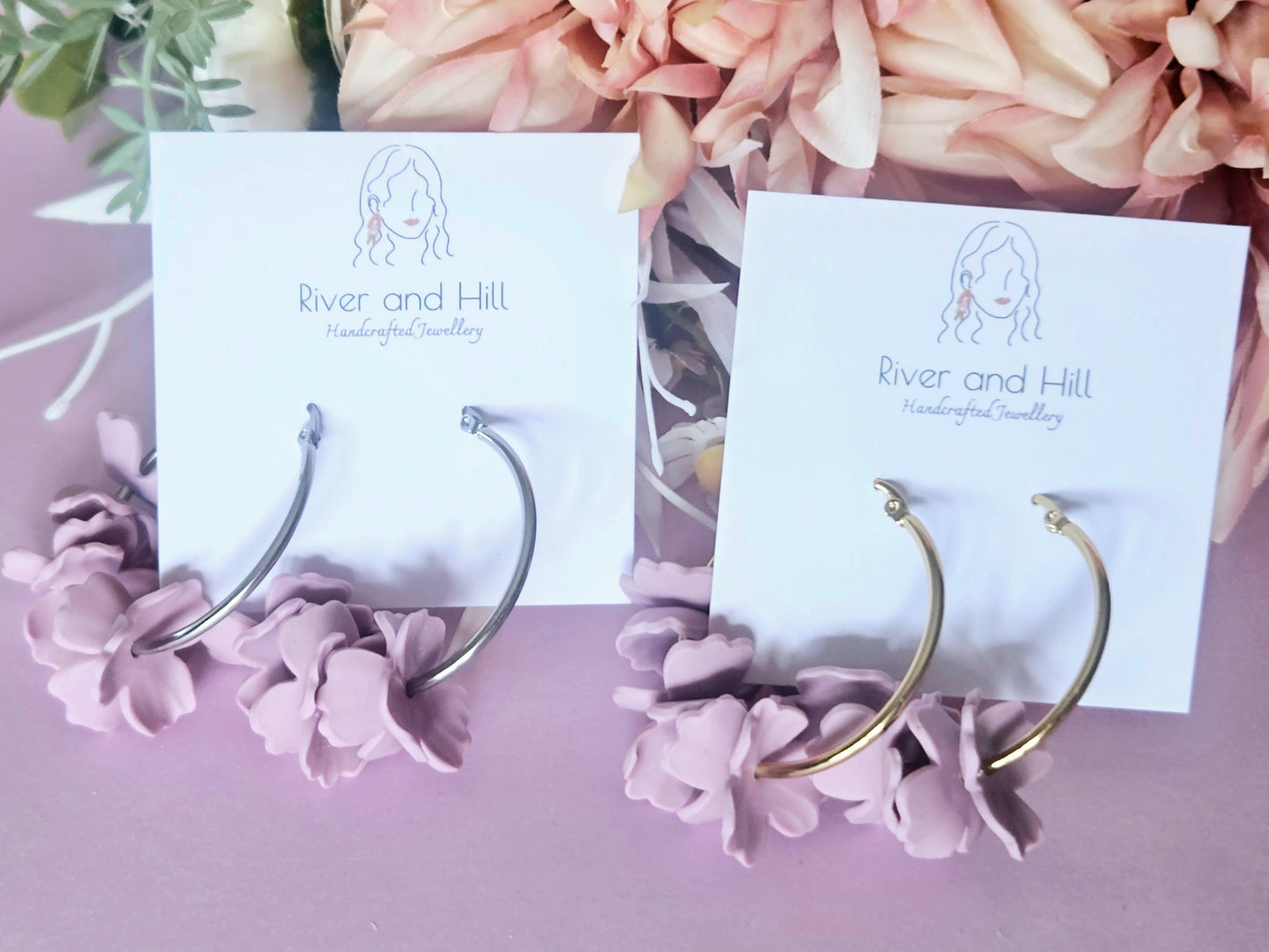 Floral Pastel Hoop Earrings