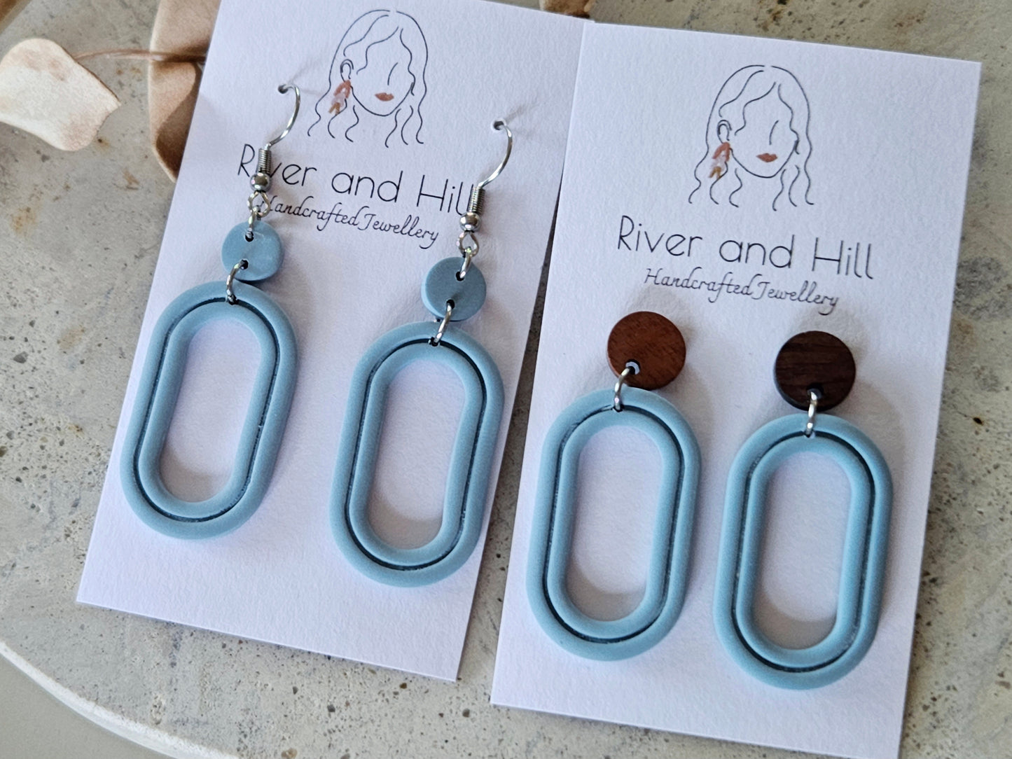 Essentials Hydrangea Blue Wooden Earrings