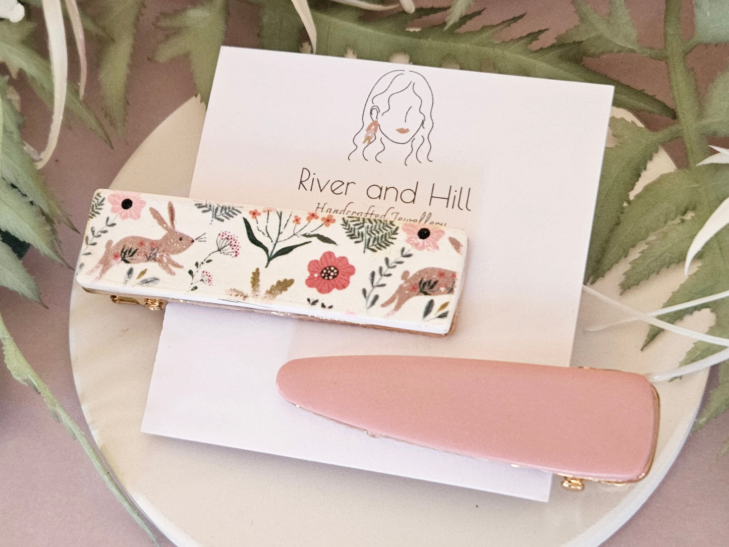 Easter Rabbit Print Hairclip Set