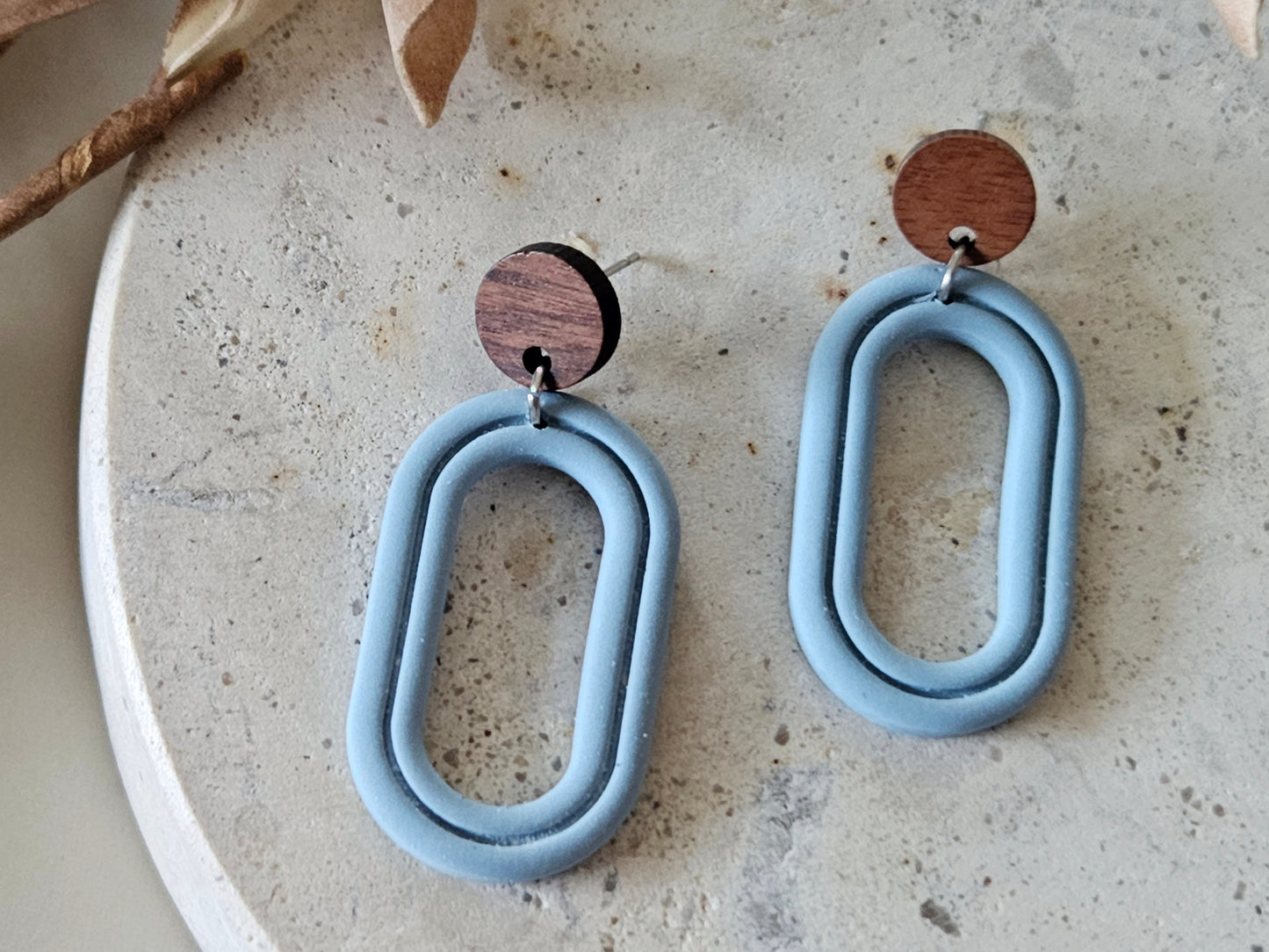 Essentials Hydrangea Blue Wooden Earrings