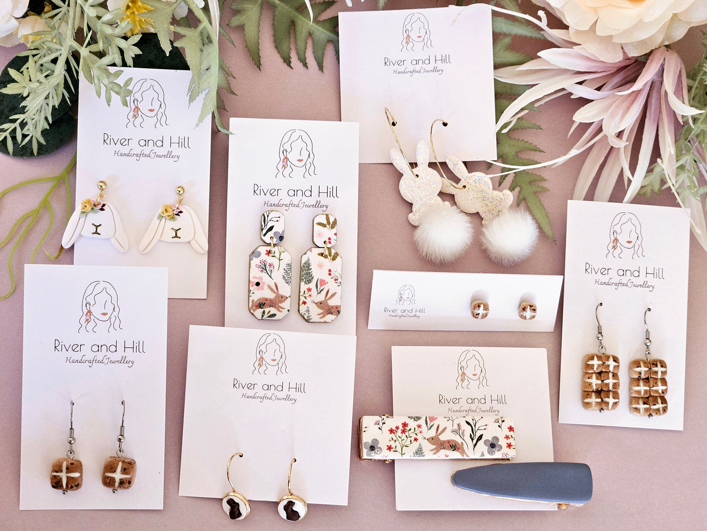 Easter Rabbit Print Droplet Earrings