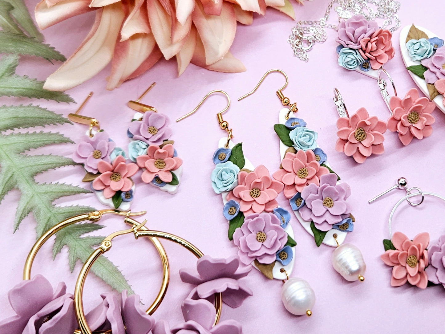 Floral Pastel Sterling Silver Necklace