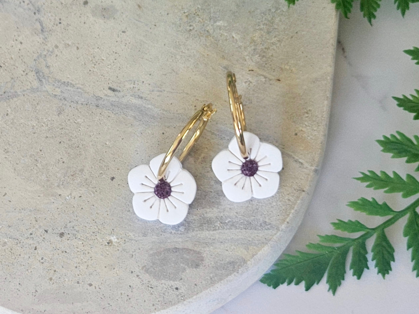 Manuka Flower Hoops White