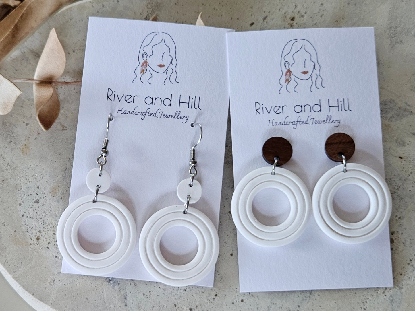 Essentials White Wooden Earrings