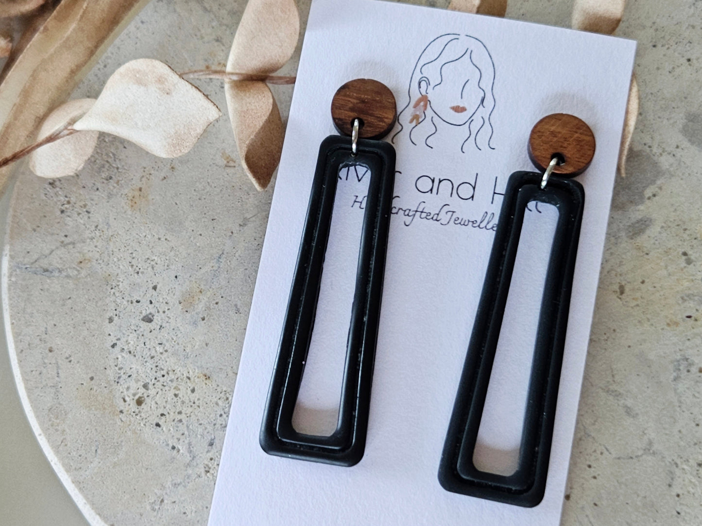 Essentials Midnight Wooden Earrings