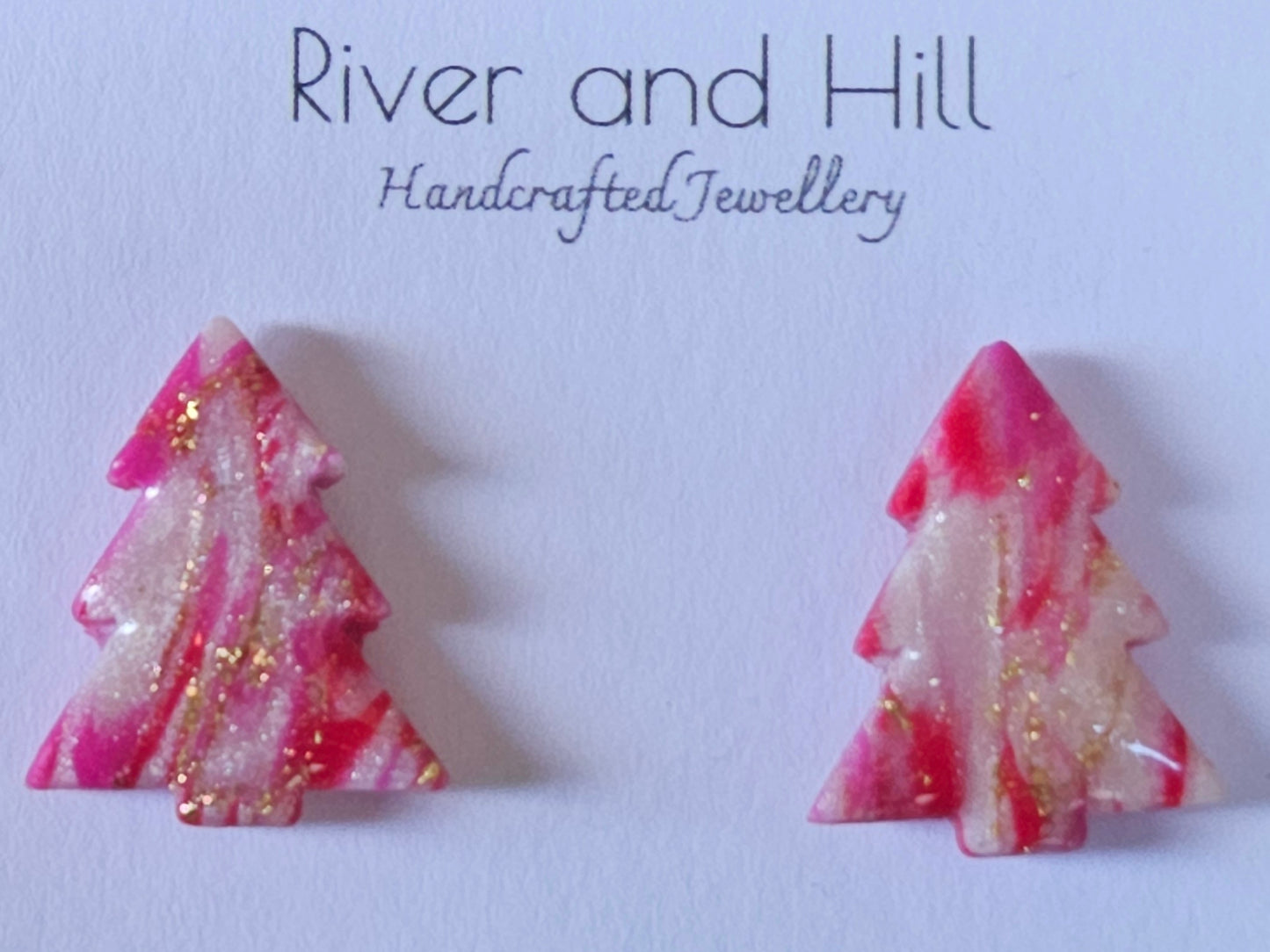 Christmas Pink Tree Studs