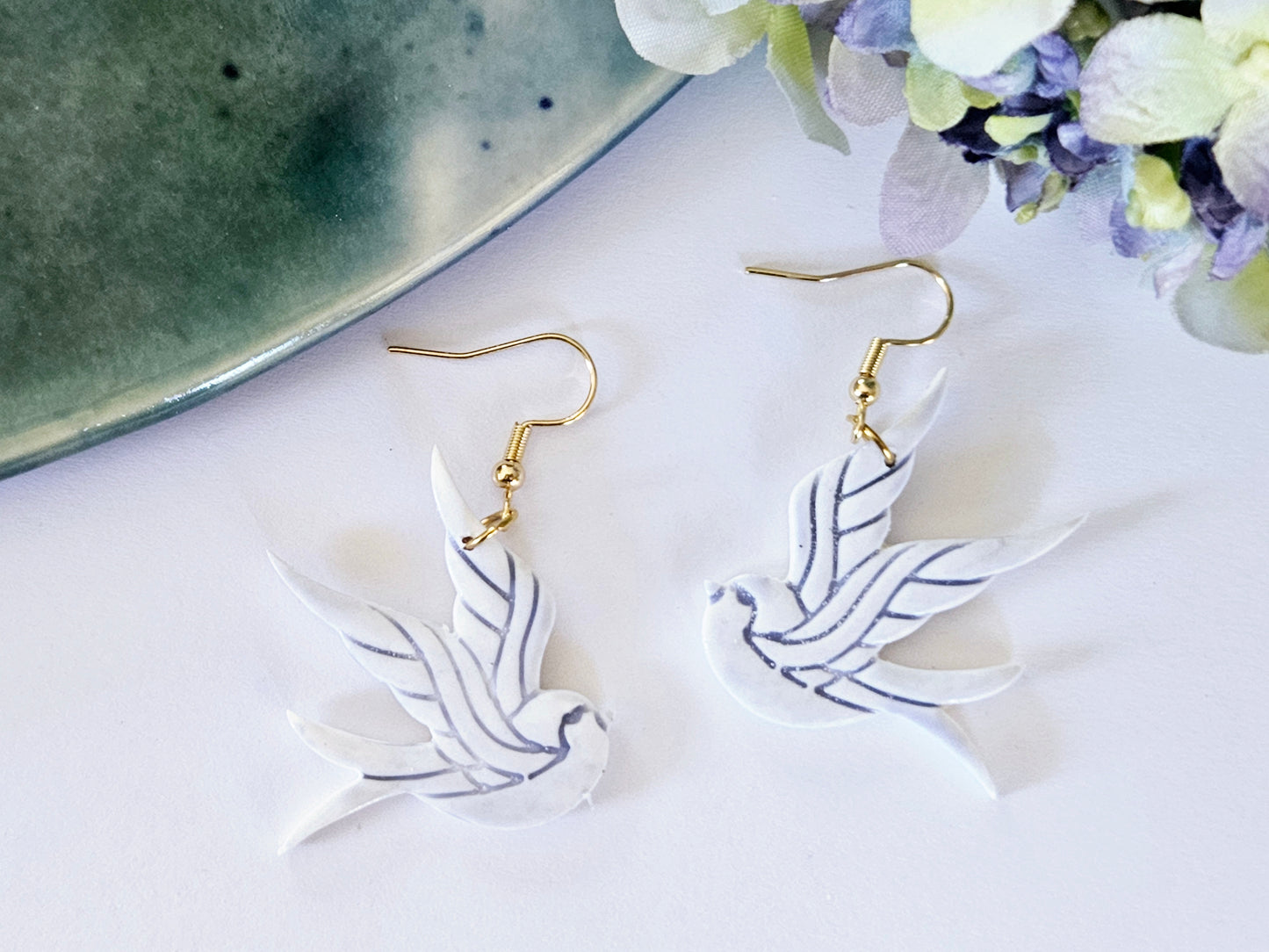 Porcelain Blue Bird Earrings