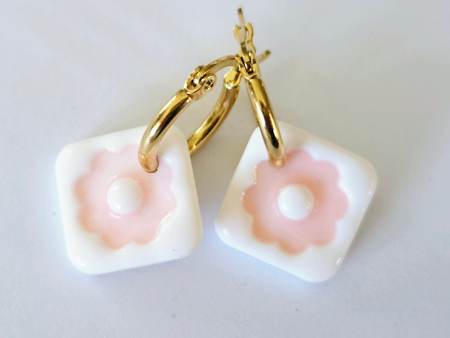 Porcelain Blossom Hoops