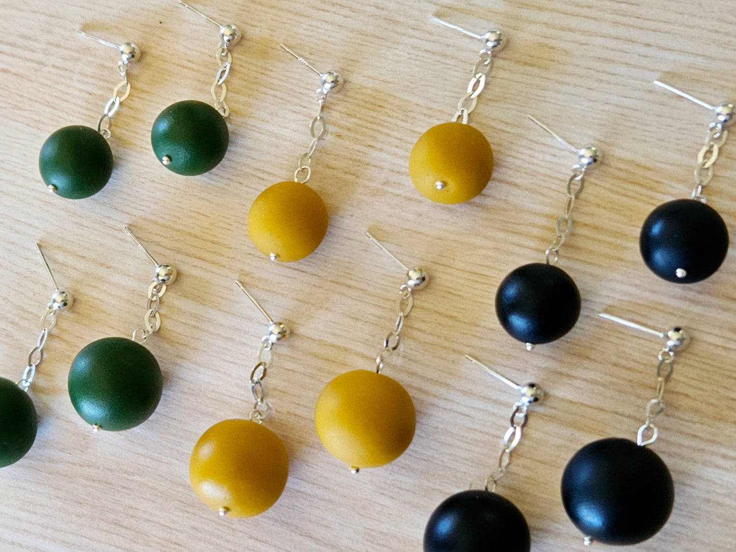 Contemporary Hand-rolled Bead Sterling Silver Earrings Black