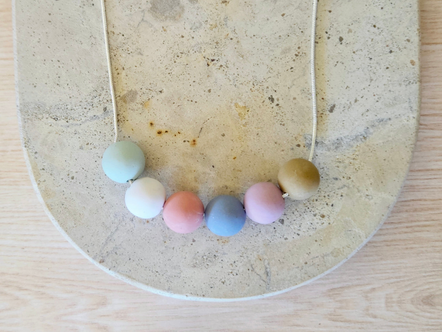 Contemporary Long Statement Sterling Silver Necklace Pastels