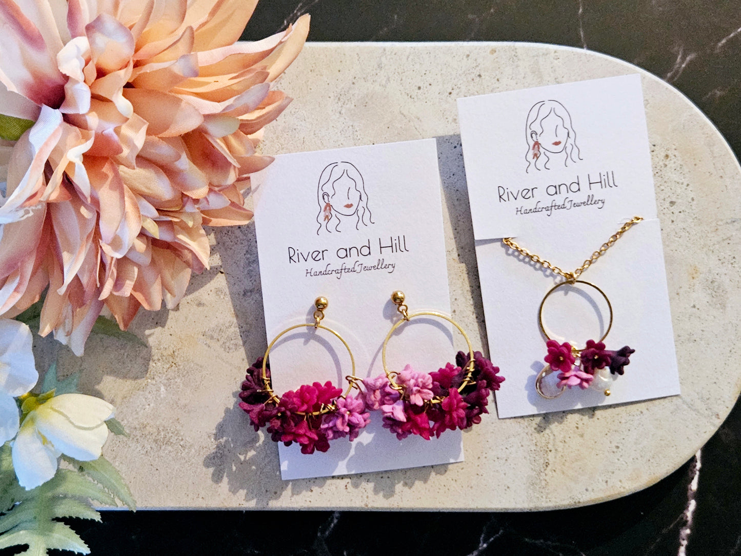 Pink Ombre Cluster Earrings