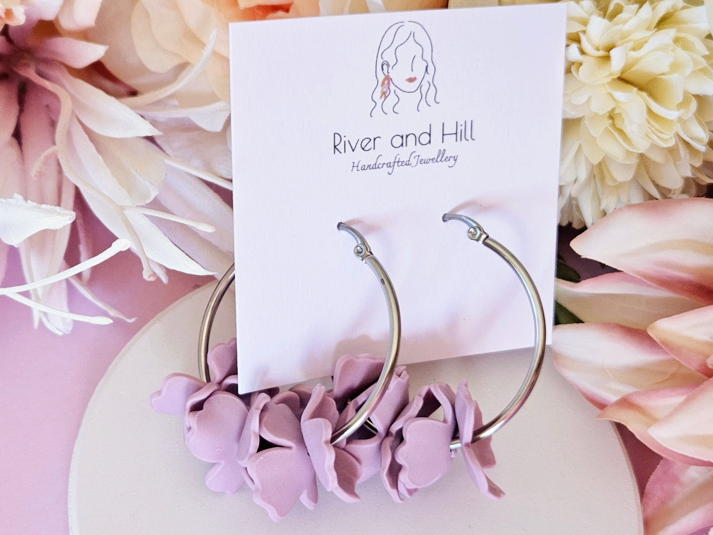 Floral Pastel Hoop Earrings