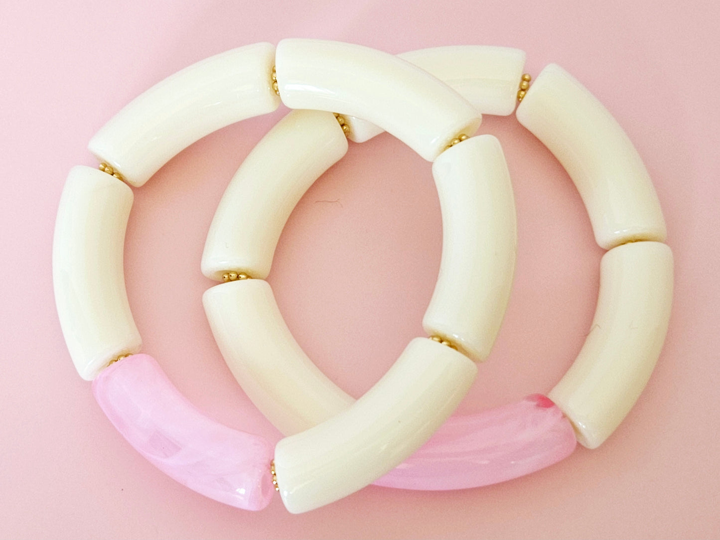Stacking Bracelets Strawberry and Cream Stack