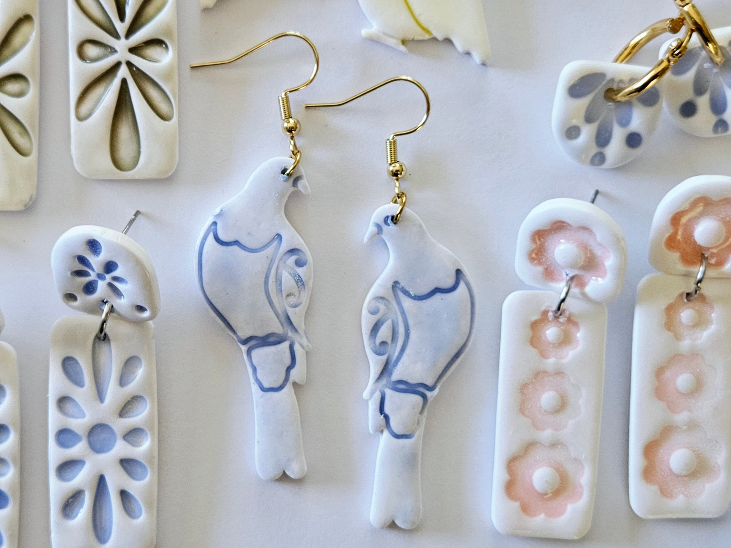 Porcelain Kererū Earrings