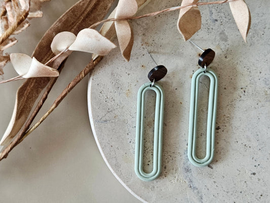 Essentials Sage Wooden Earrings