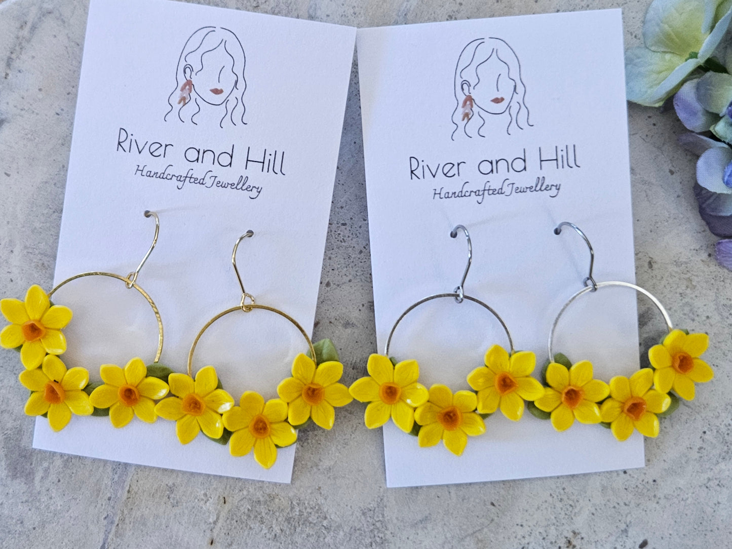 Daffodil Gold Disk Earrings