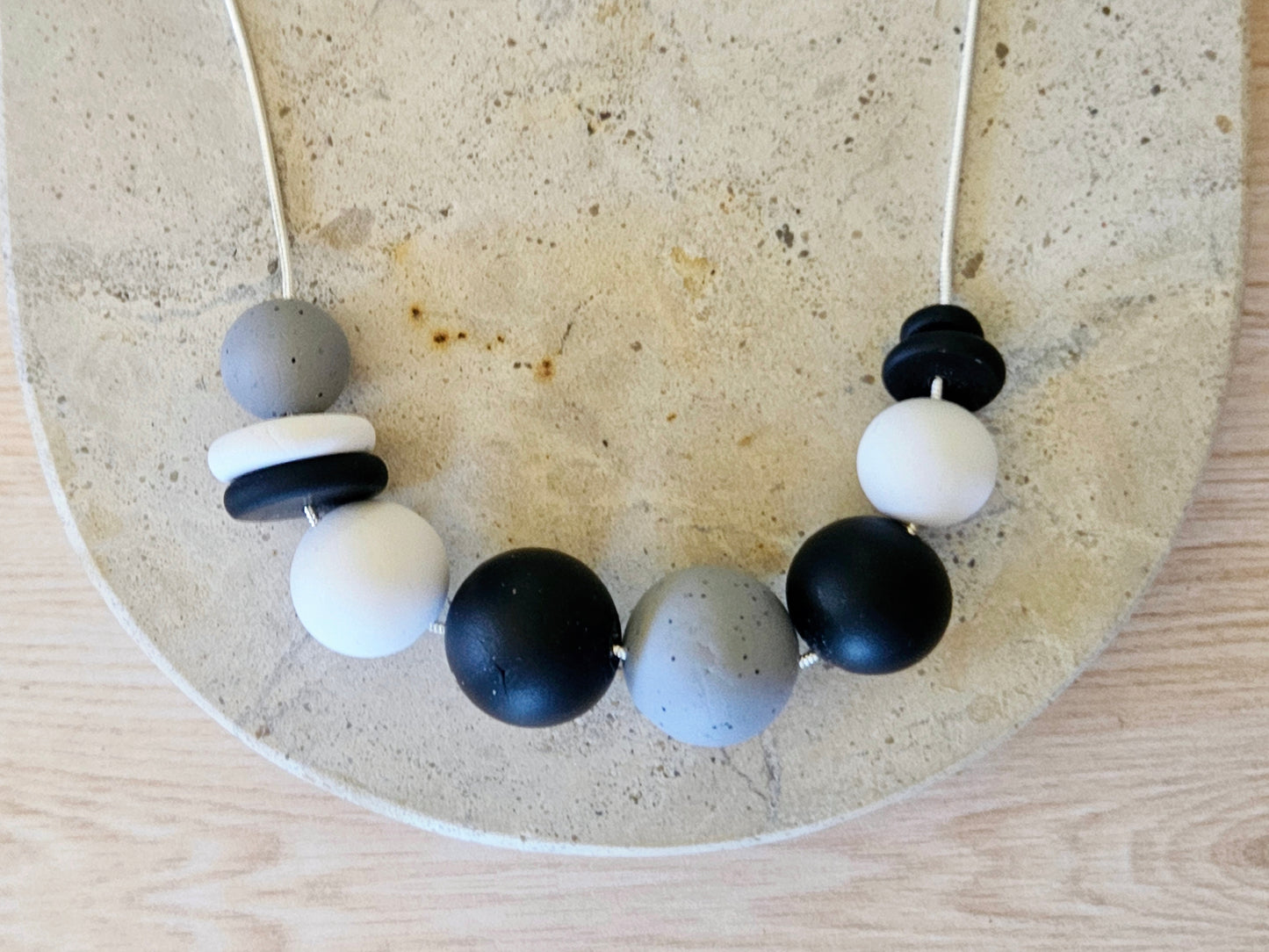 Contemporary Long Statement Sterling Silver Necklace Black