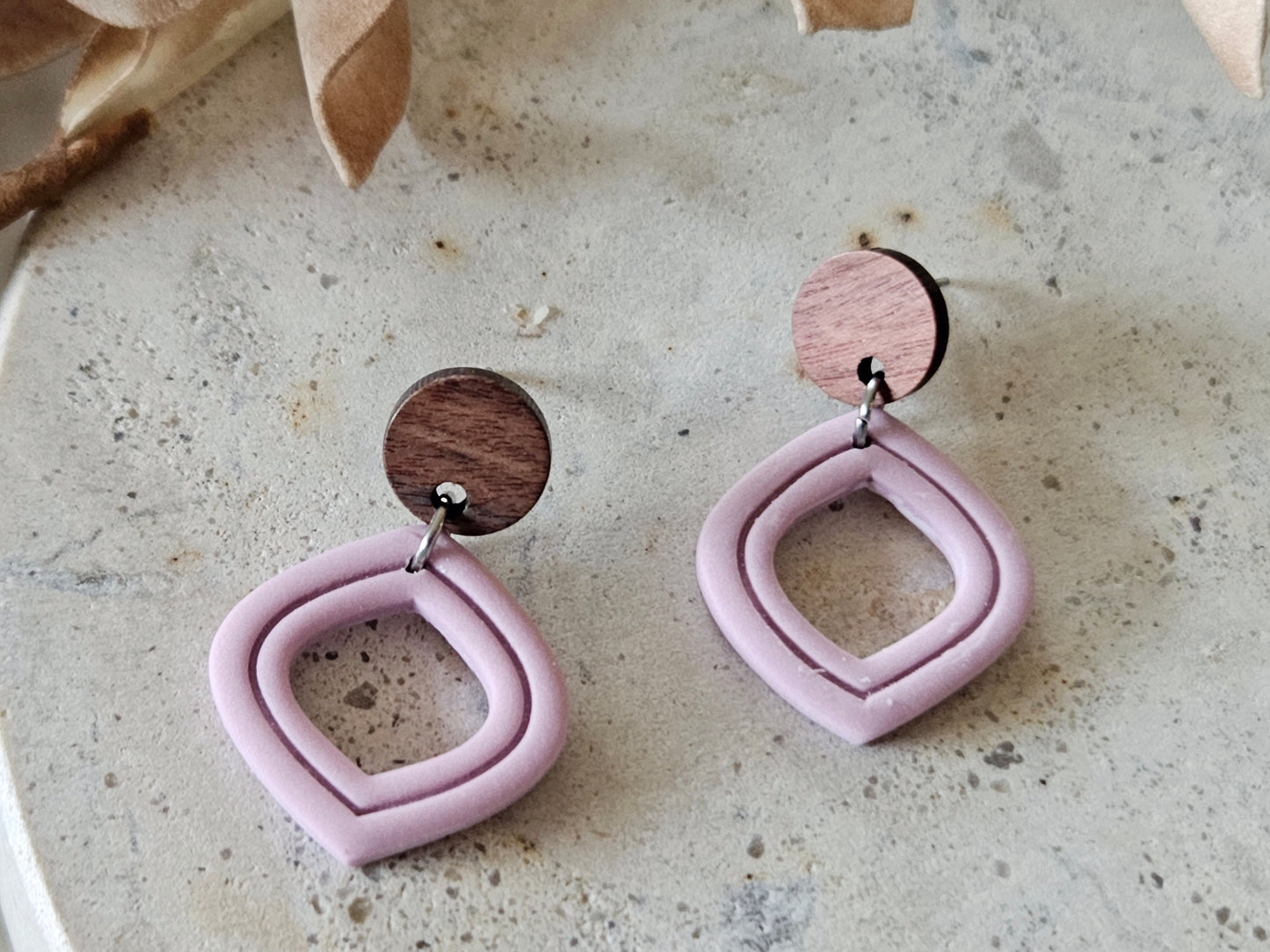 Essentials Lilac Wooden Earrings