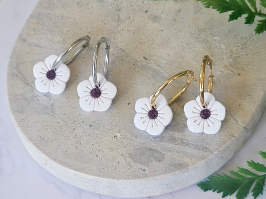 Manuka Flower Hoops White