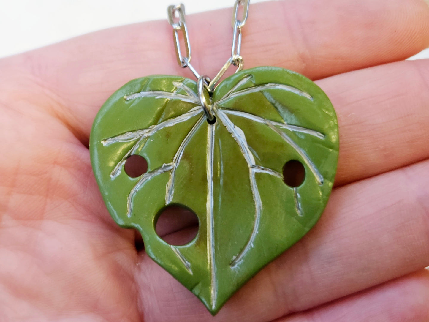 Charm Large Silver Kawakawa Necklace