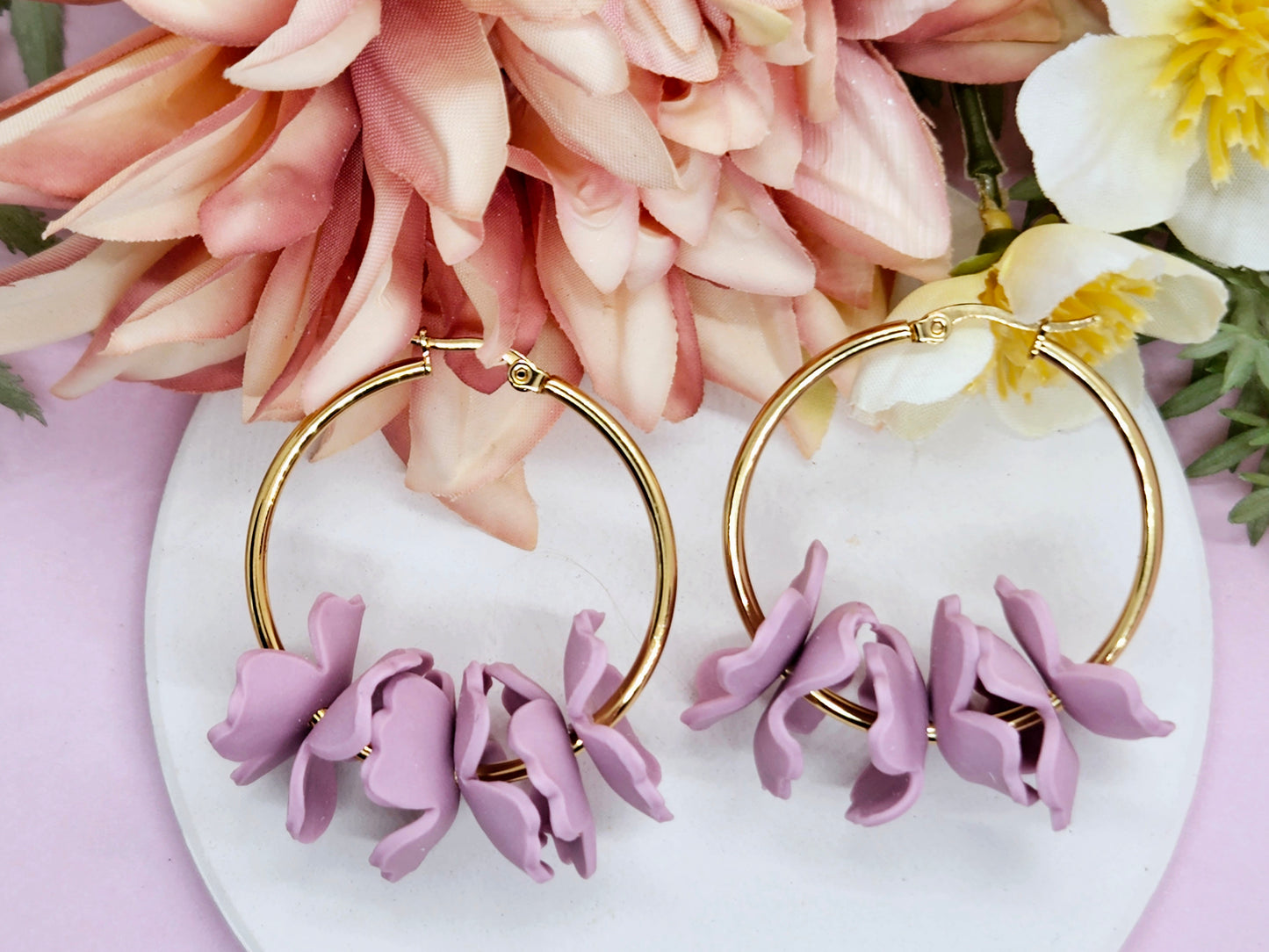 Floral Pastel Hoop Earrings