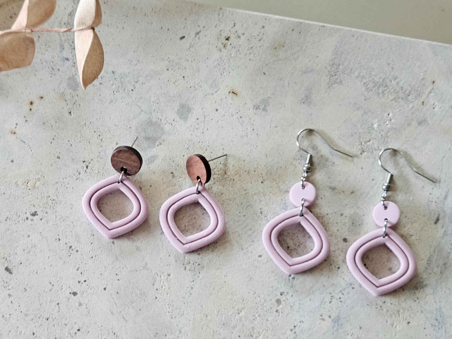 Essentials Lilac Wooden Earrings