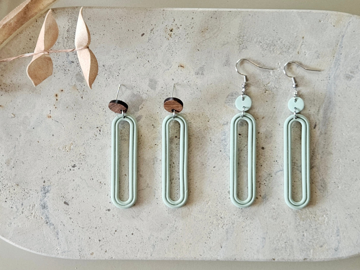Essentials Sage Wooden Earrings