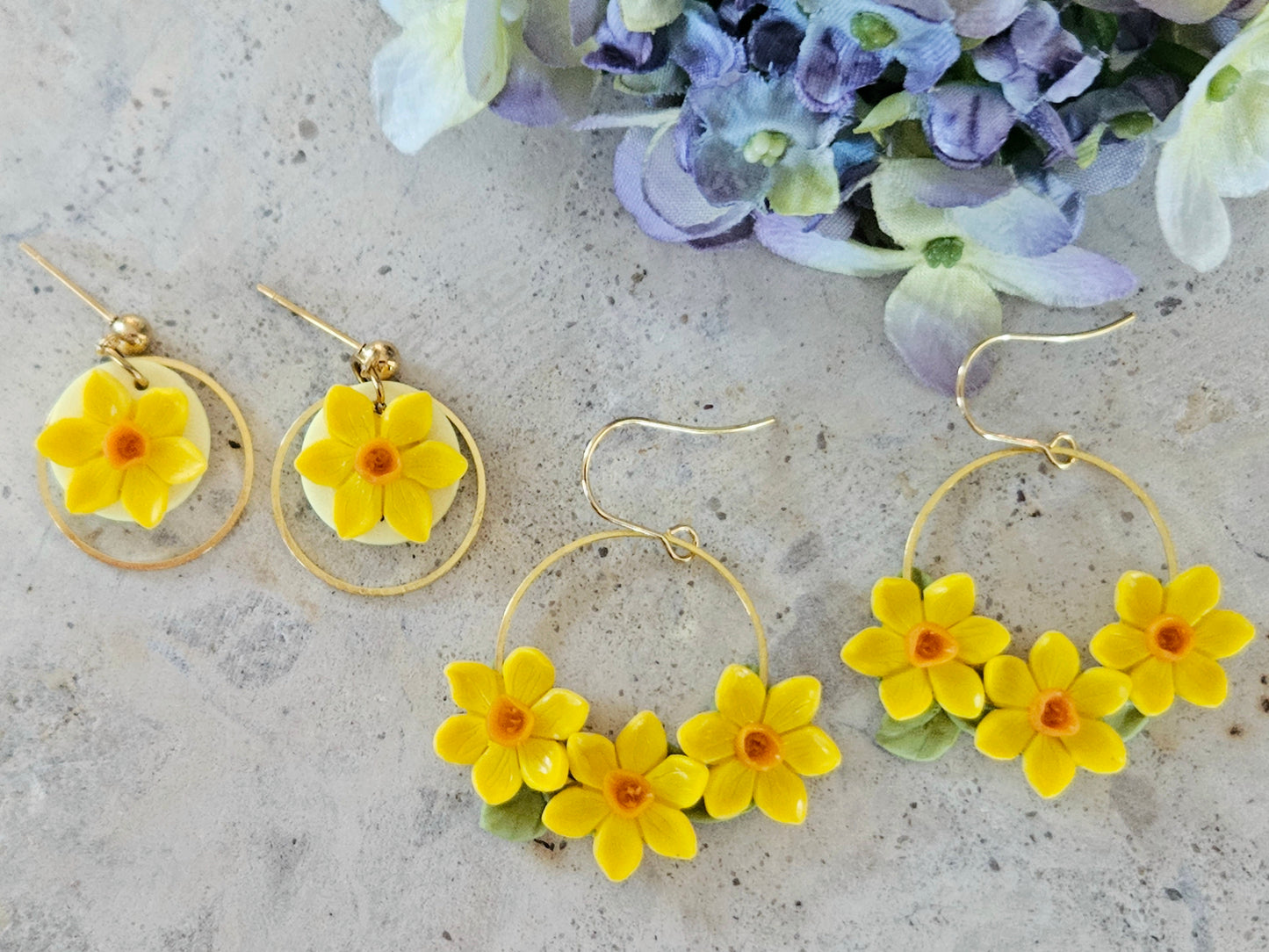 Daffodil Gold Disk Earrings