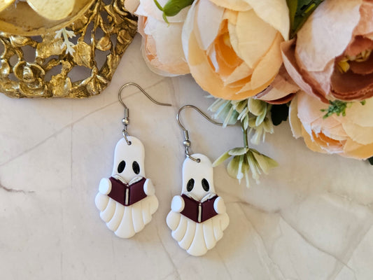 Halloween Reading Ghost Earrings
