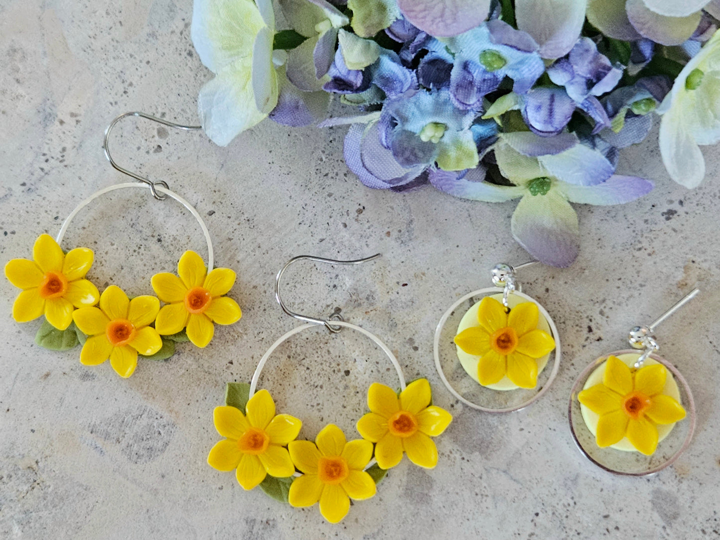 Daffodil Silver Dainty Earrings