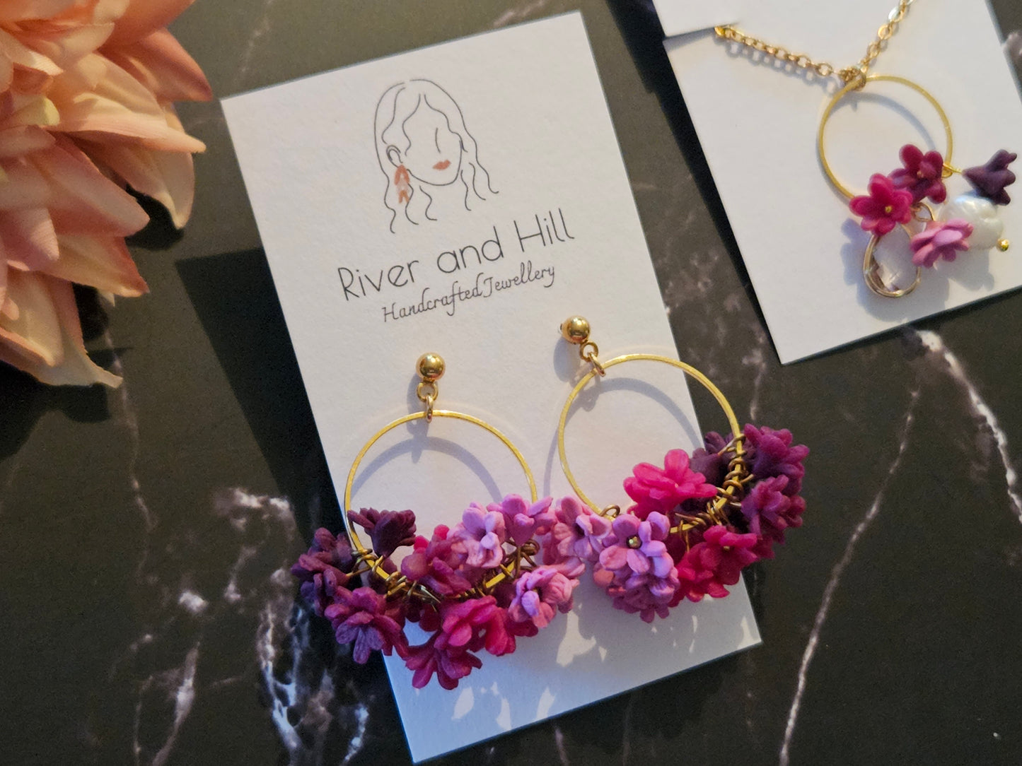 Pink Ombre Cluster Earrings