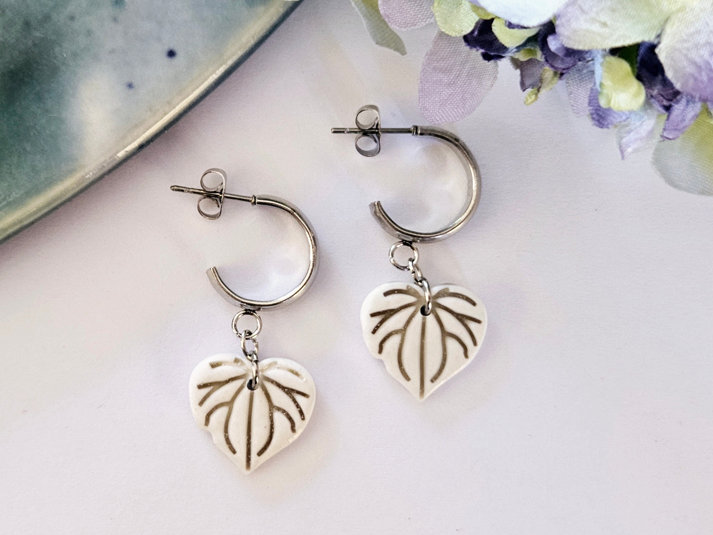 Porcelain Kawakawa Half Hoops