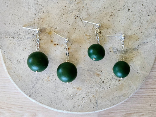 Contemporary Hand-rolled Bead Sterling Silver Earrings Green