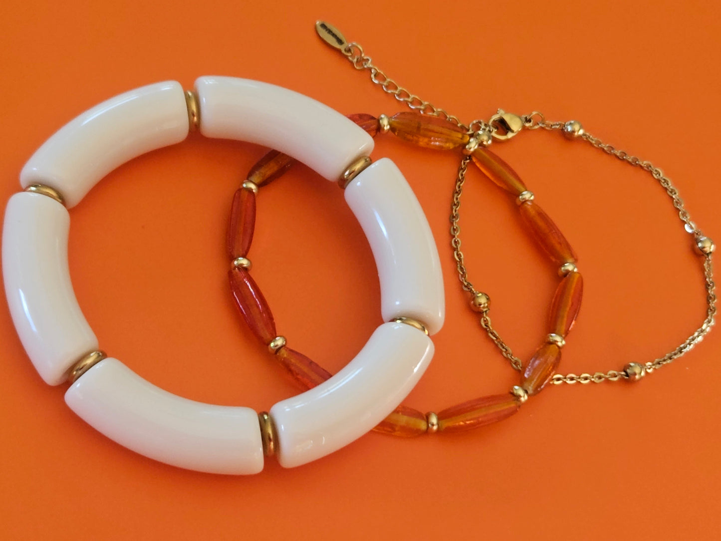 Stacking Bracelets Vintage Orange Stack