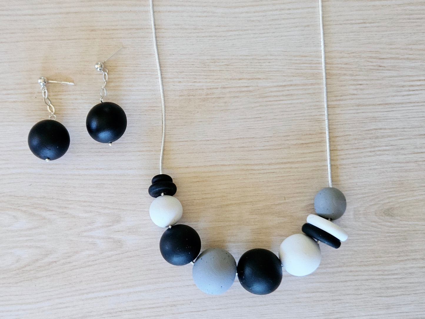 Contemporary Hand-rolled Bead Sterling Silver Earrings Black